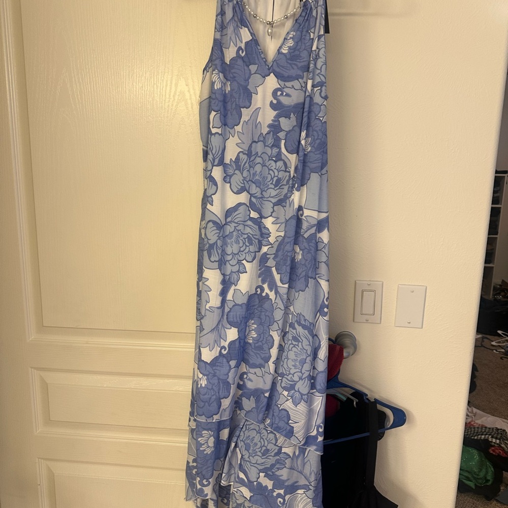 Macy's Blue and White Floral Dress